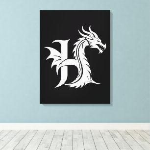 Drachengestalteter Buchstabe H, Drachenschrift, Mo Leinwanddruck