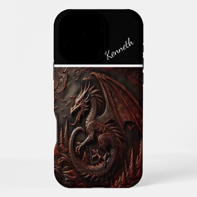 Drachengipfel geschnitzt iPhone 16 pro max hülle (Rückseite)