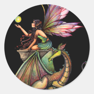 Drachengloben Fee und Drache von Molly Harrison Runder Aufkleber