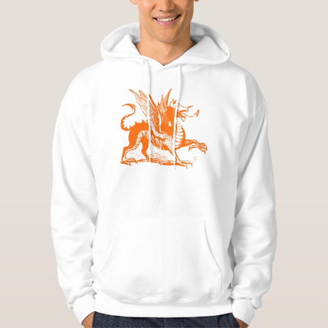 Drachengravur - Orange Hoodie (Vorderseite)
