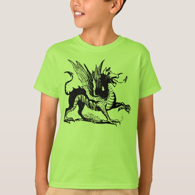 Drachengravur - Schwarz T-Shirt (Vorderseite)