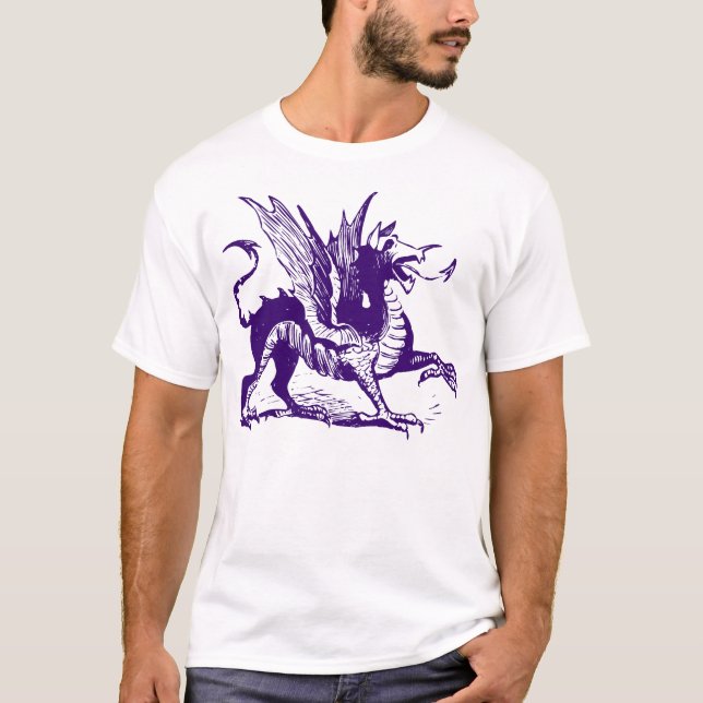 Drachengravur - Tief Lila T-Shirt (Vorderseite)