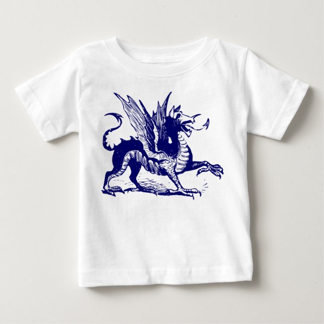 Drachengravur - Tiefe Marine Baby T-shirt (Vorderseite)