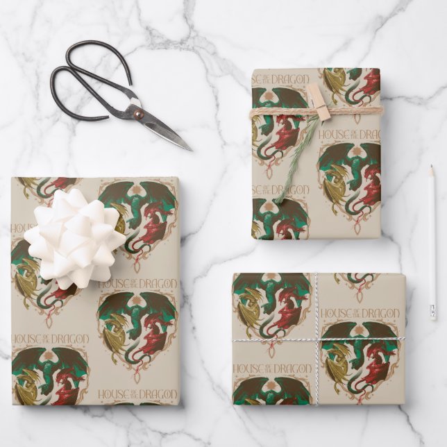 Drachenhaus | Drachenschild Geschenkpapier Set (Vorderseite)