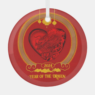 Drachenherz , Jahr des Drachen Ornament Aus Glas