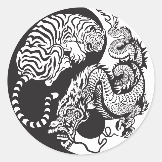 Drachenjang-Symbol Runder Aufkleber (Vorderseite)