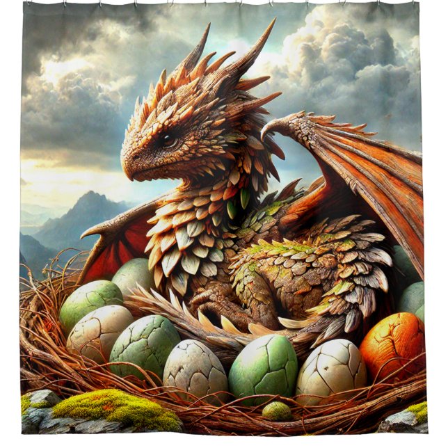 Drachenkunst Duschvorhang (Vorderseite)