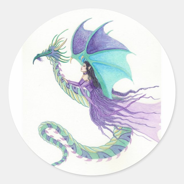 Drachenmärchen Runder Aufkleber (Vorderseite)