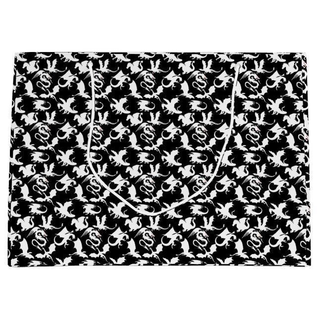 Drachenmuster 01.bx4 Schwarze BG Große Geschenktüte (Vorderseite)