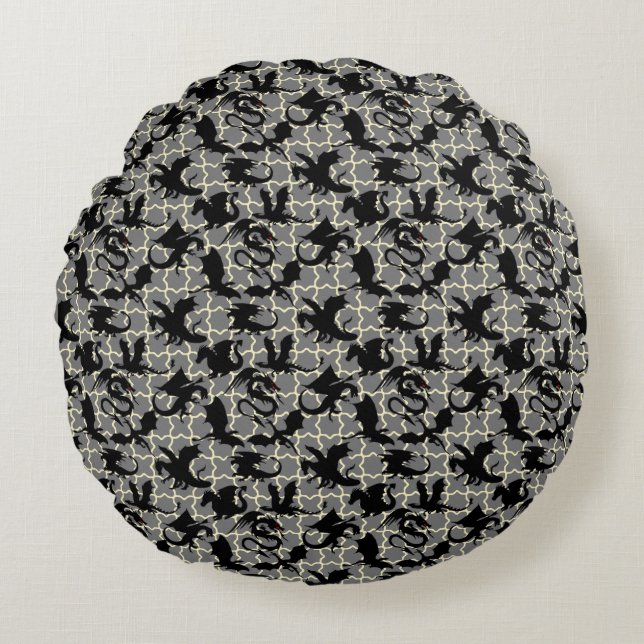 Drachenmuster 01.wx4x4.blue Gray BG Rundes Kissen (Vorderseite)