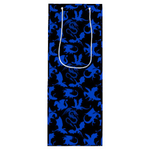 Drachenmuster 02 blue.bwx4 Black BG Geschenktüte Für Weinflaschen