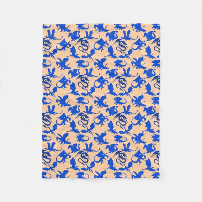 Drachenmuster 02 blue.bwx4 Lorange BG Fleecedecke (Vorderseite)