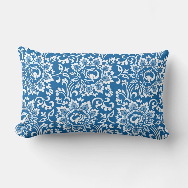 Drachenmuster Delft Blau und Weiß Lendenkissen (Vorderseite)