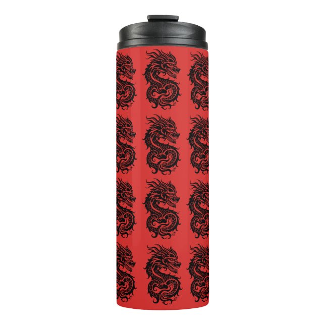 Drachenmuster im japanischen Stil Thermosbecher (Vorderseite)