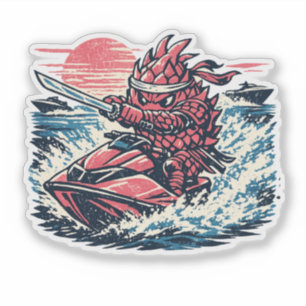 Drachenschlange-Frucht-Jet-Ski-Duellant — Vintage- Aufkleber