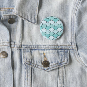 Drachenschuppen, Fächer, Wellen, Seigaiha, Blau Button