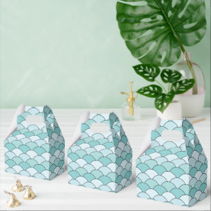 Drachenschuppen, Fächer, Wellen, Seigaiha, Blau Geschenkschachtel