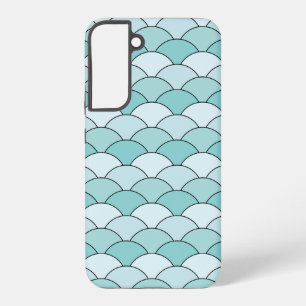 Drachenschuppen, Fächer, Wellen, Seigaiha, Blau Samsung Galaxy Hülle