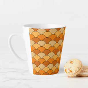 Drachenschuppen, Fächer, Wellen, Seigaiha, Orange Milchtasse