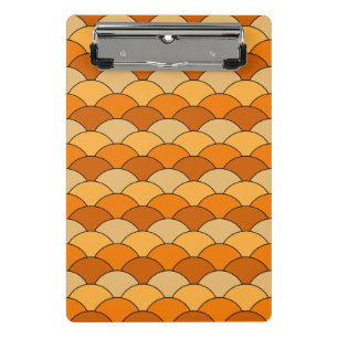Drachenschuppen, Fächer, Wellen, Seigaiha, Orange Mini Klemmbrett