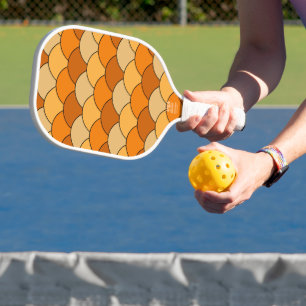 Drachenschuppen, Fächer, Wellen, Seigaiha, Orange Pickleball Schläger