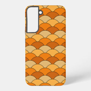 Drachenschuppen, Fächer, Wellen, Seigaiha, Orange Samsung Galaxy Hülle