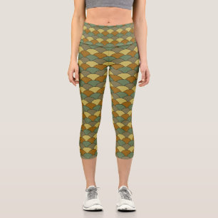 Drachenschuppen, Fächer, Wellen, Seigaiha, Tarnung Capri Leggings