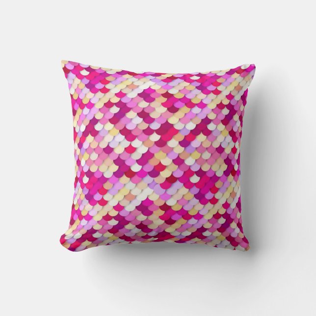 "Drachenskales" - Magenta, Rosa und Gold Kissen (Vorderseite)