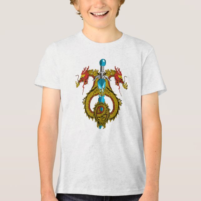 Drachensymbol-Schwert Tri-Blend Shirt (Vorderseite)