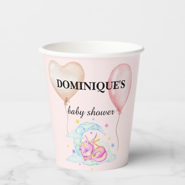 Drachenträume stummen - Babydusche Pappbecher (Vorderseite)