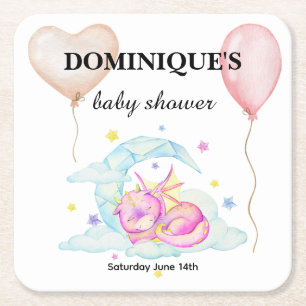 Drachenträume stummen - Babydusche Rechteckiger Pappuntersetzer