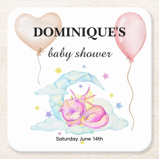 Drachenträume stummen - Babydusche Rechteckiger Pappuntersetzer (Vorderseite)