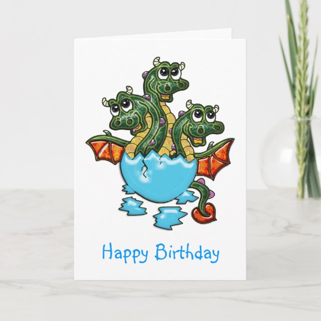 Drachentriplette zum Geburtstag Karte (Vorderseite)