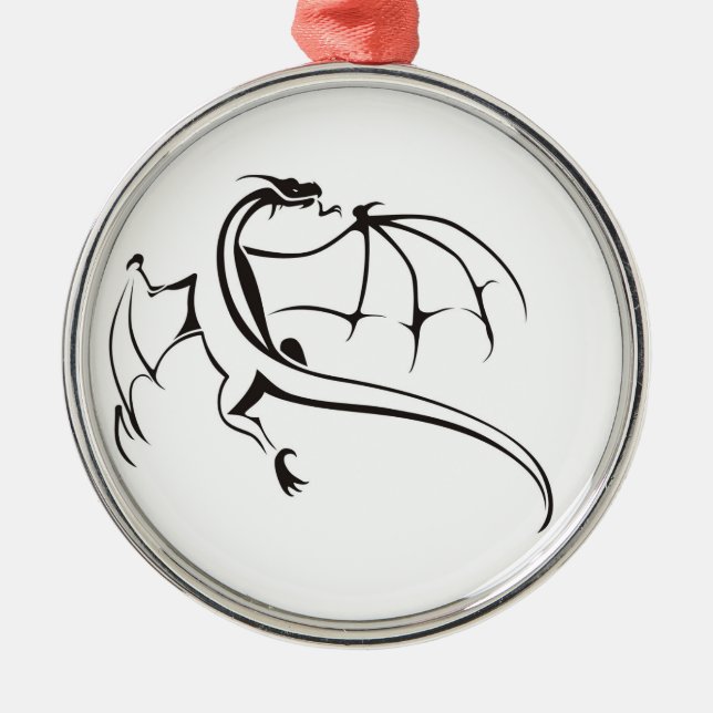 Drachenwelt Silbernes Ornament (Vorne)