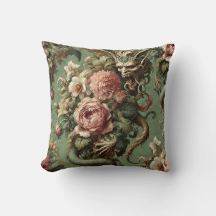 Drac's Finery - Gothic Dragon Floral Pillow Kissen