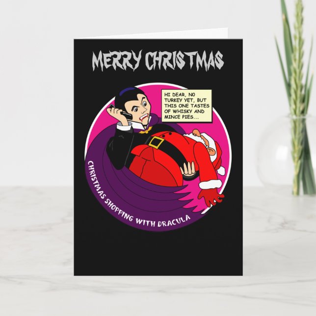 Dracula Christmas Shopping Feiertagskarte (Vorderseite)