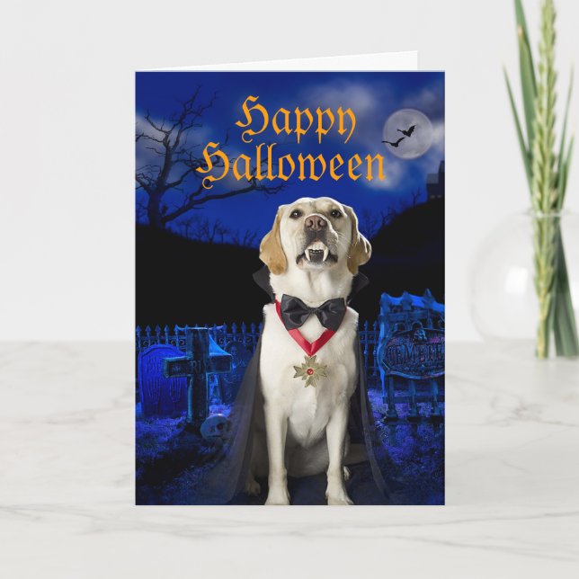 Dracula Dog Halloween Grußkarte Karte (Vorderseite)
