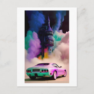 Dracula fährt einen Sportwagen - Ken Gage Kunst Postkarte