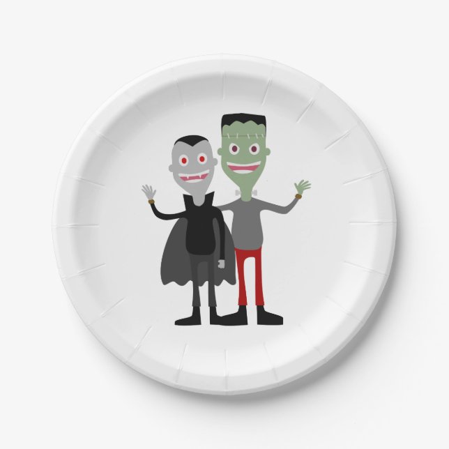 Dracula & Frankenstein Pappteller (Vorderseite)