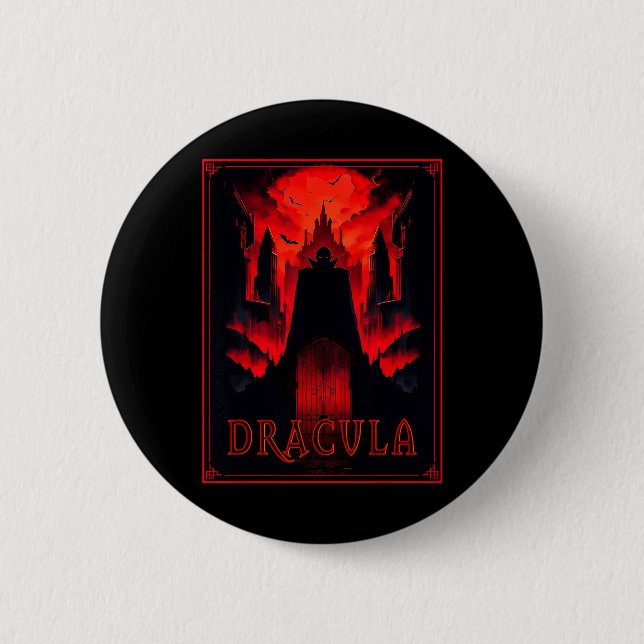 Dracula Gothic Horror Vampir Kunst -Halloween Vamp Button (Vorderseite)
