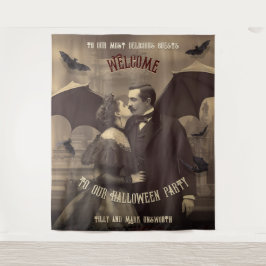 Dracula Kissing Halloween Foto Stand Hintergrund Wandteppich