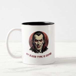 Dracula "Mein Bluttyp ist Kaffee" Funny Mug Zweifarbige Tasse