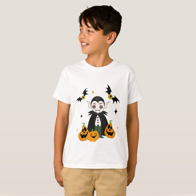 Dracula mit Kürbis T-Shirt (Vorne ganz)
