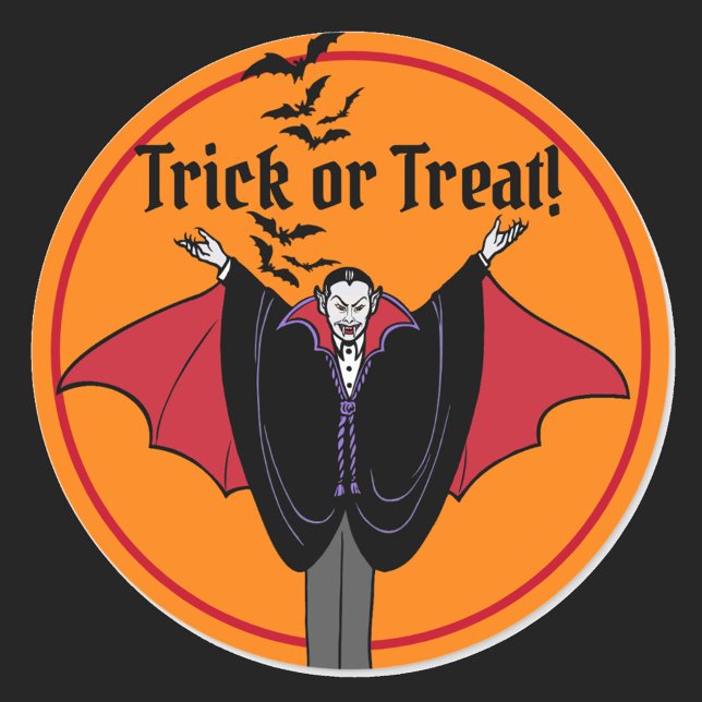 Dracula Red Capbats Halloween Runder Aufkleber (Von Creator hochgeladen)