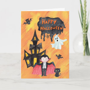 Dracula Spukhaus Kinder Halloween Karte