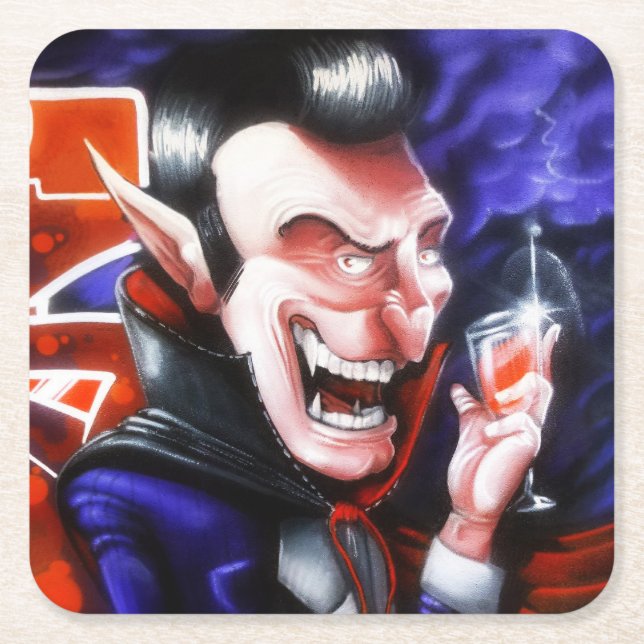 Dracula trinkt Blut Rechteckiger Pappuntersetzer (Vorderseite)