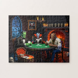 Dracula und Frankenstein Halloween-Monster-Poker
