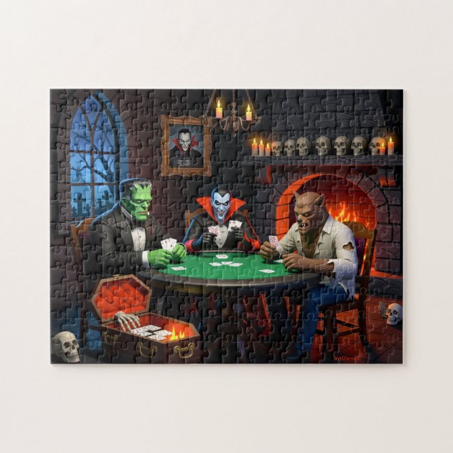 Dracula und Frankenstein Halloween-Monster-Poker (Horizontal)
