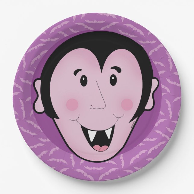 Dracula Vampire Bat Halloween Lila Fledermäuse Pappteller (Vorderseite)