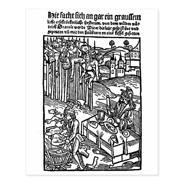 Dracula [ Vlad Tepes ] Holzschnitt Gummistempel (Prägung)
